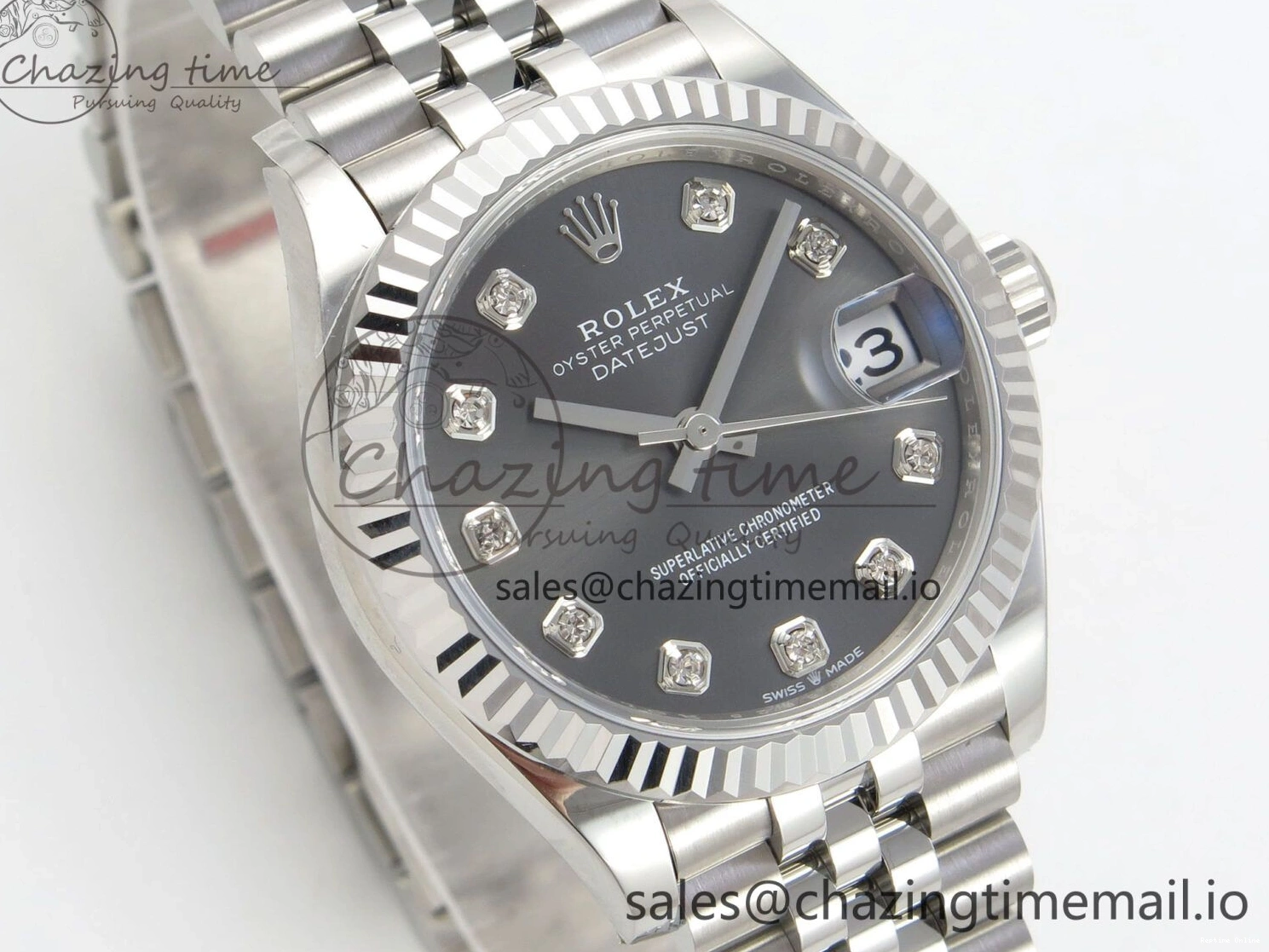 0228 Popular DateJust 31 278274 THBF 1:1 Best Edition 904L Steel Gray Diamond Dial on SS Jubilee Bracelet HZ Cal. 5